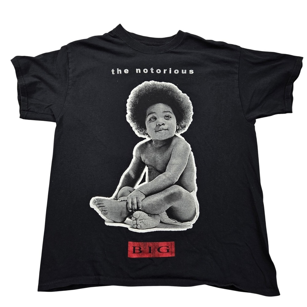Notorious B.I.G. Shirt Mens Large Black Baby Album Cover Graphic Tee Hip Hop